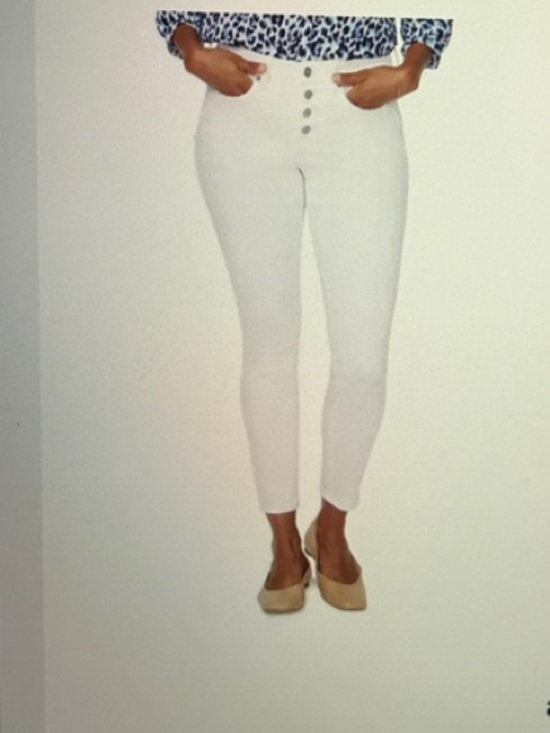 NYDJ Denim - NYDJ White High-Rise Exposed Button Skinny Jeans